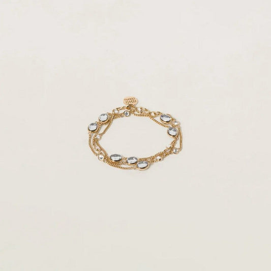 Miu Metal Crystals 18K Gold Bracelet