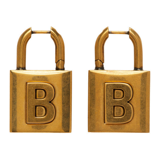 Balenciaga Gold Small Lock 18K Gold Earrings