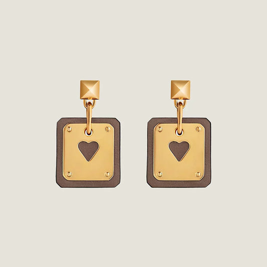 Hermes As De Celine Brown 18K Gold Earrings