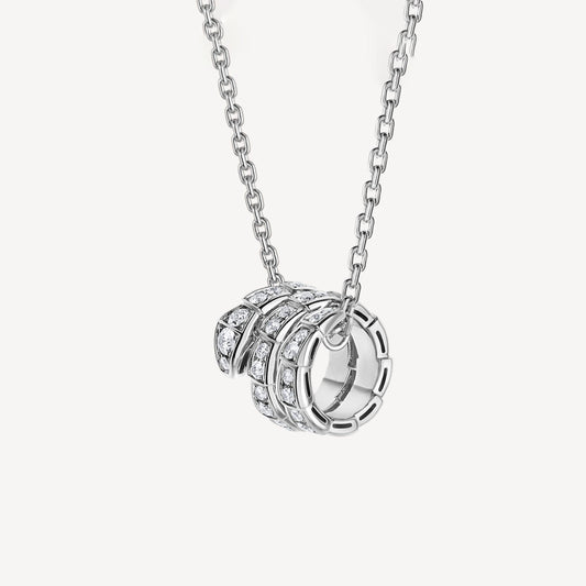 Bvlgari Serpenti Viper Pave Diamonds 18K Gold Necklace