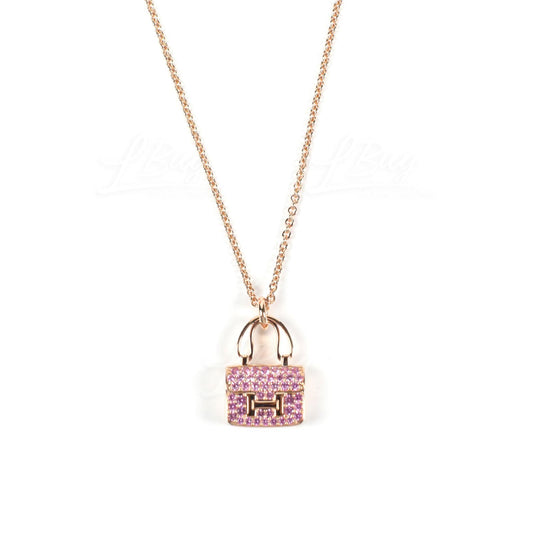 Amulettes Constance Pink Diamonds Pendant 18K Gold Necklace