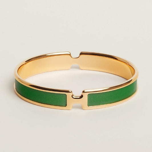 Hermes Olympe Green 18K Gold Bracelet