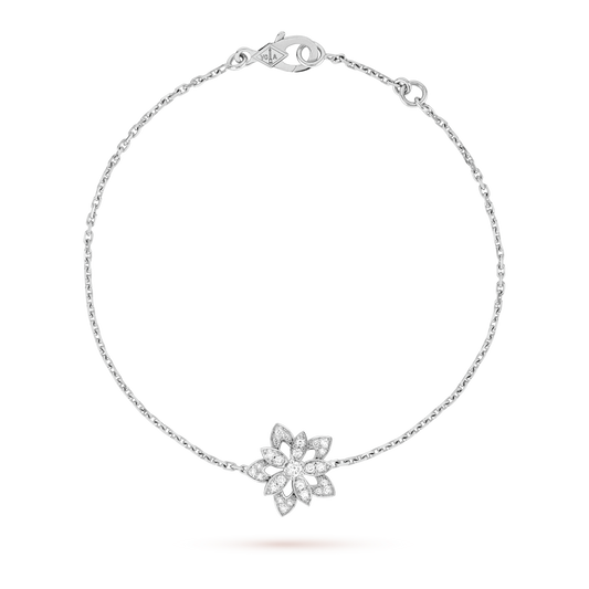Lotus Openwork Pendant 18K Gold Bracelet