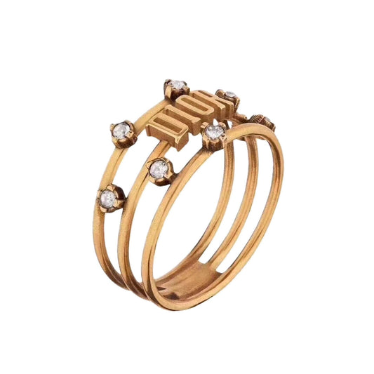 Dior Vintage Crystals 18K Gold Ring