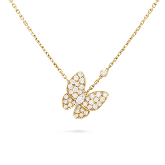 Two Butterfly 18K Gold Necklace