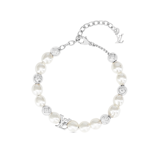 Louis Vuitton Monogram White Pearls 18K Gold Bracelet
