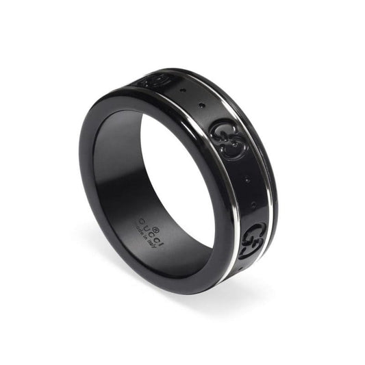 Gucci Double Icon Black Corundum 18K Gold Ring
