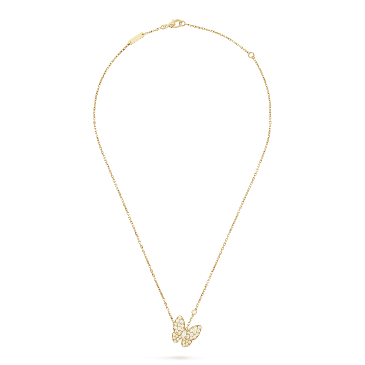 Two Butterfly 18K Gold Necklace