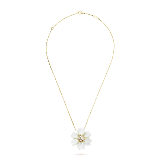 Rose De Noel Clip Pendant 18K Gold Necklace