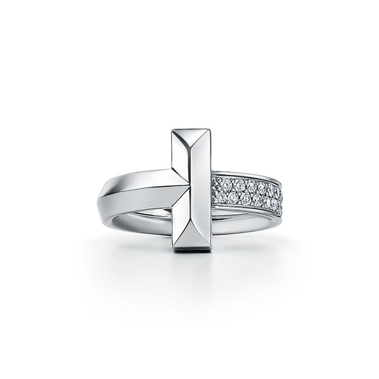 Tiffany Narrow Pave 18K Gold Ring