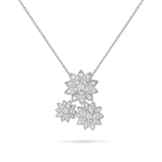 Three Flowers Lotus 18K Gold Necklace