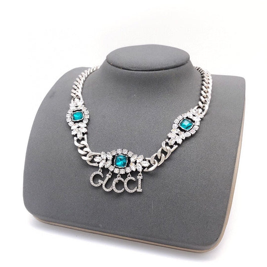 Gucci Double Script Diamonds 18K Gold Necklace