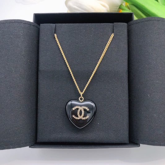 Chanel Black Heart 18K Gold Necklace