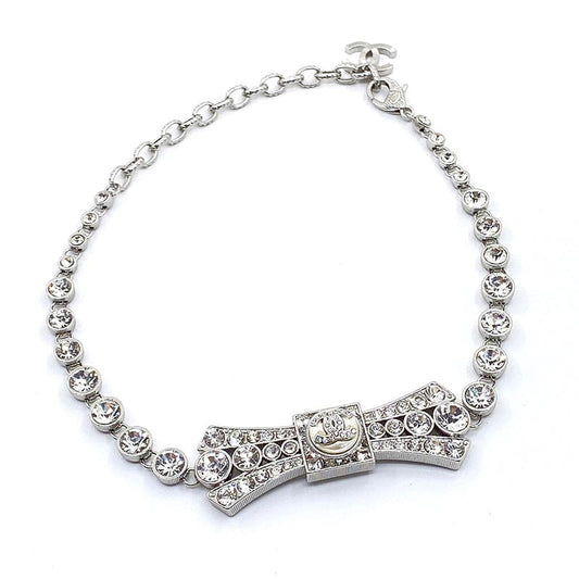 Chanel Diamond Bow Tie Pendant 18K Gold Necklace