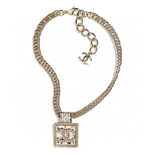 Chanel Metal & Diamond Pendant 18K Gold Necklace