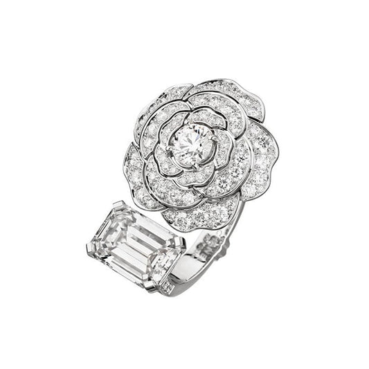 Chanel Diamond Camelia 18K Gold Ring