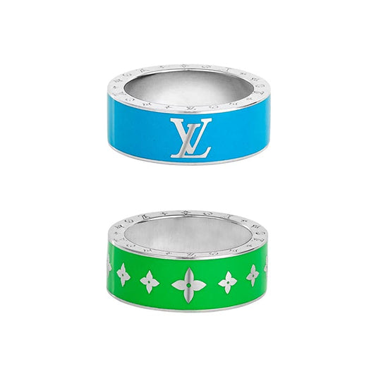 Louis Vuitton Ceramic Set of Two 18K Gold Ring