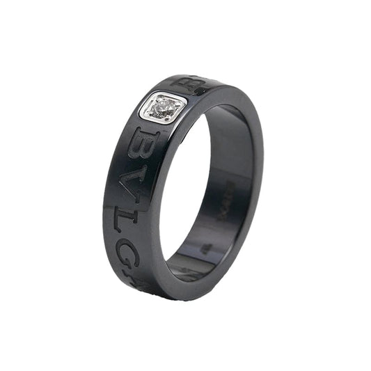 Bvlgari Black Ceramic Diamond 18K White Gold Ring