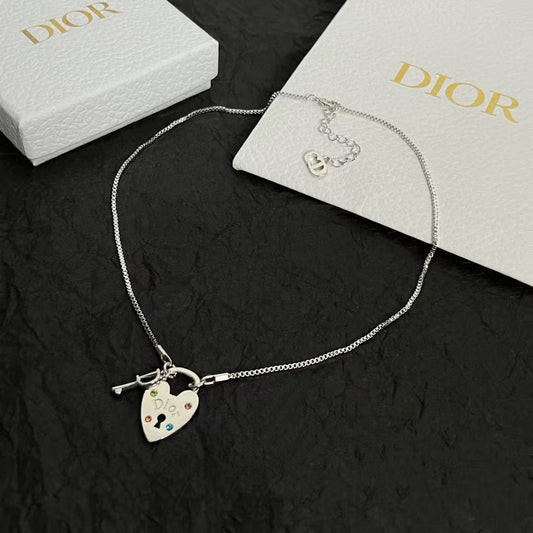 Dior Heart Key Pendant 18K Gold Necklace