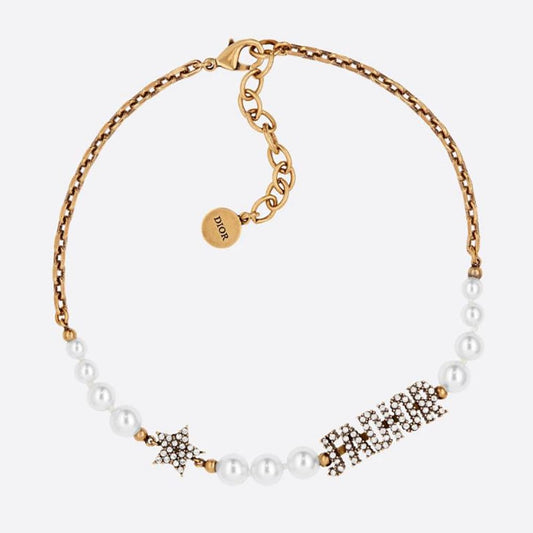 Dior Pearl & Crystal J'Adior Choker 18K Gold Necklace