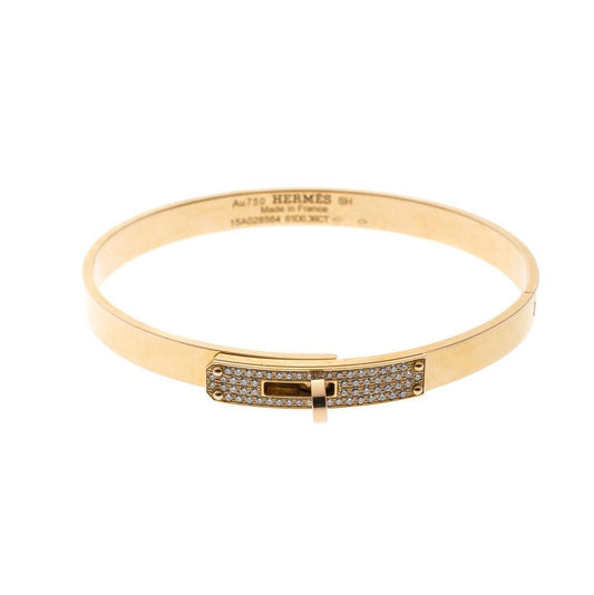 Hermes Kelly Small Model Diamond 18K Gold Bracelet