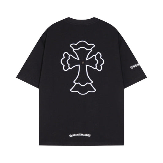 Chrome Heart T Shirts Cross Print Short Sleeve T-Shirt Loose