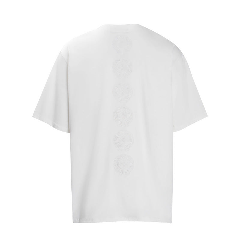 Chrome Heart T Shirts Crowe Cross Print Short Sleeve T-Shirt Loose