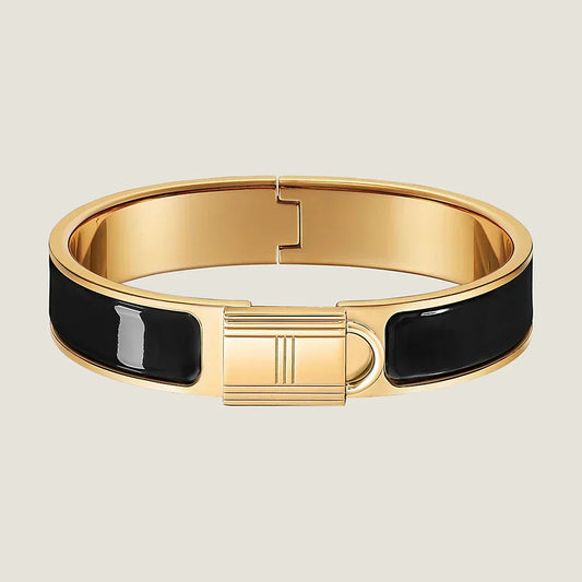 Hermes Clic Cadenas Black 18K Gold Bracelet