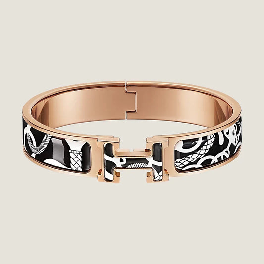 Hermes Clic Panoplie Equestre Black 18K Gold Bracelet