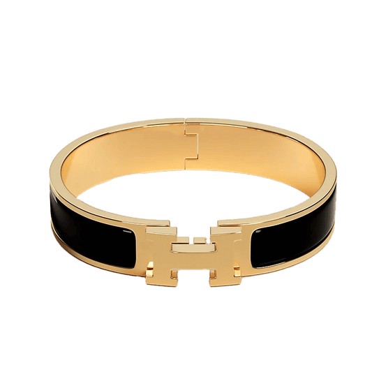 Hermes Clic Black 18K Gold Bracelet