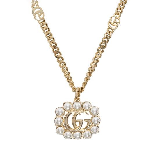 Gucci Double Pearl Double Gucci 18K Gold Necklace