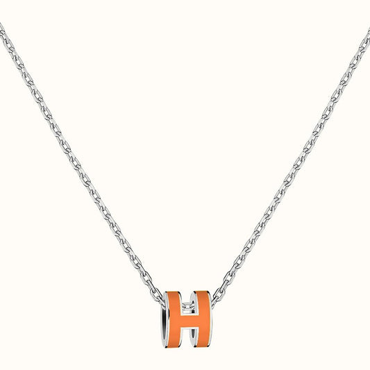 Hermes Mini Pop Orange 18K Gold Necklace
