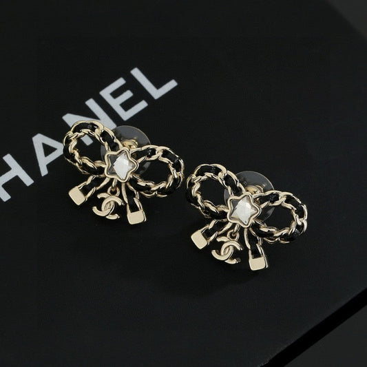 Chanel Butterfly Pendant 18K Gold Earrings
