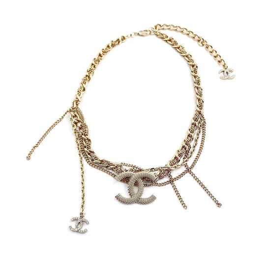 Chanel Crystals Choker 18K Gold Necklace