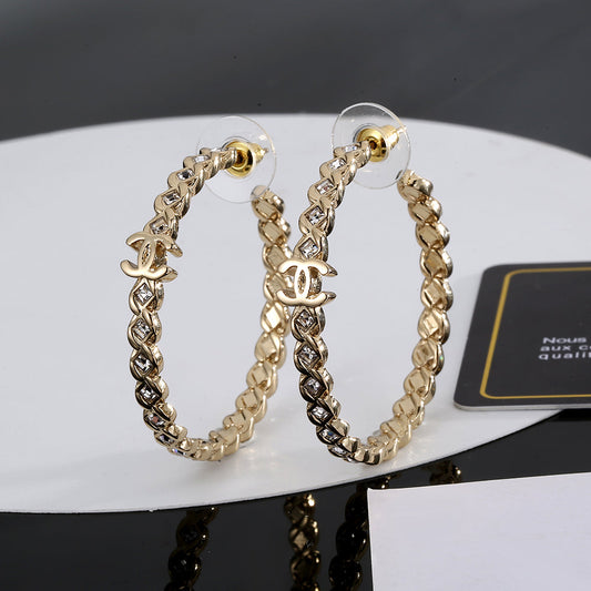Chanel Crystal 18K Gold Earrings