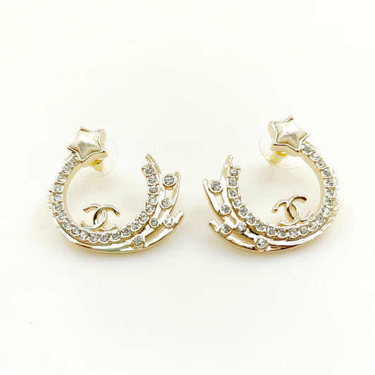 Chanel Crystals 18K Gold Earrings