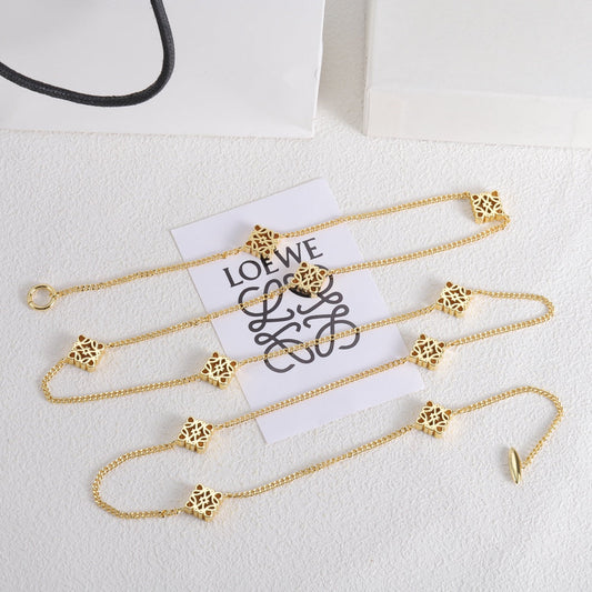 LOEWE Anagram Long 18K Gold Necklace