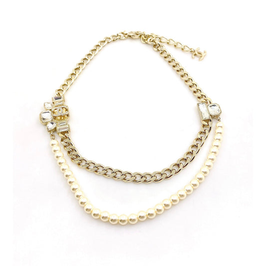 Chanel Pearls Crystals 18K Gold Necklace