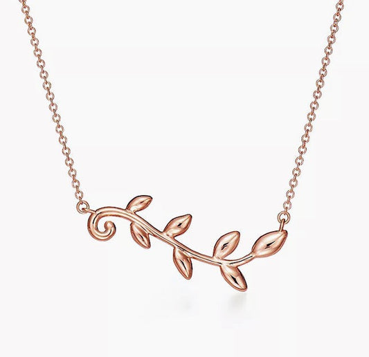 Tiffany Olive Leaf Vine Pendant 18K Gold Necklace