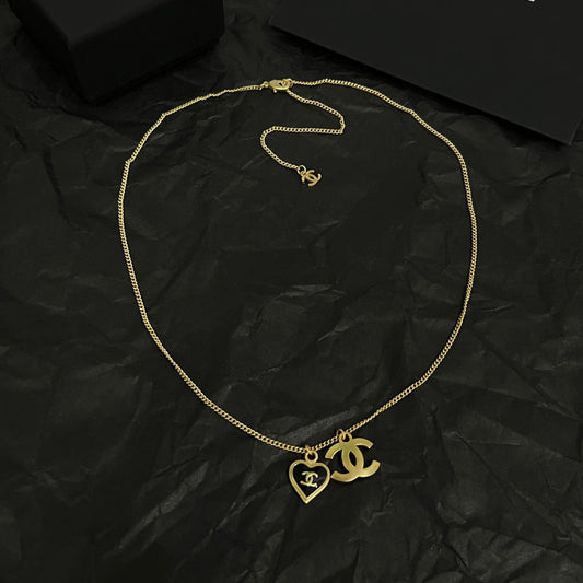 Chanel Black Heart 18K Gold Necklace