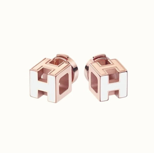 Hermes Cage D'H 18K Gold Earrings