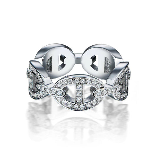 Hermes Chaine d'Ancre Enchainee Diamond 18K Gold Ring
