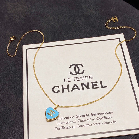 Chanel Blue Heart 18K Gold Necklace