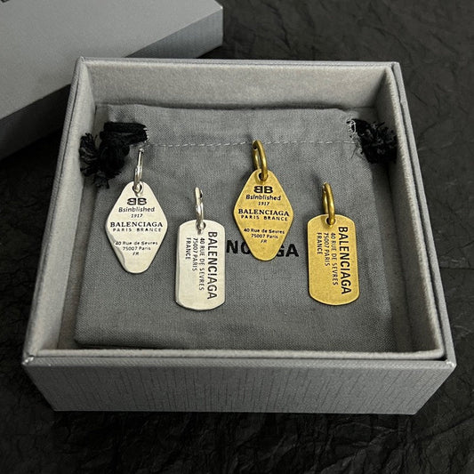Balenciaga Plate 18K Gold Earrings