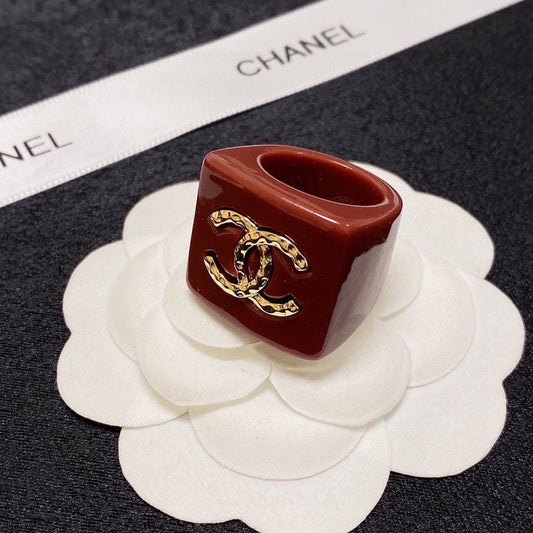 Chanel Vintage Red 18K Gold Ring