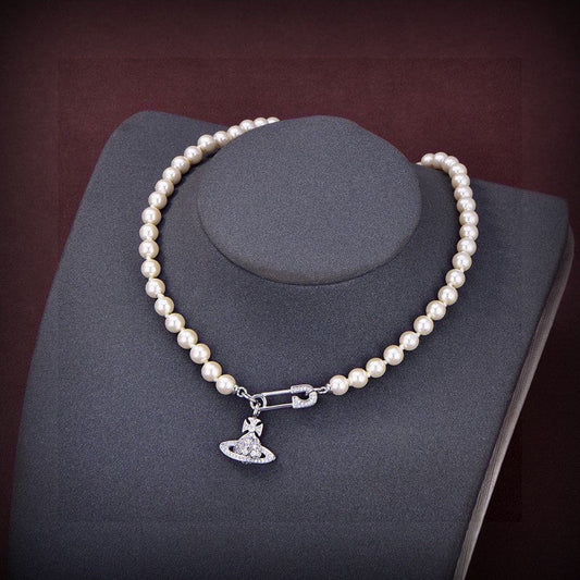 Vivienne West Mini Bas Relief Pearls 18K Gold Necklace