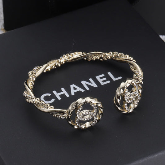 Chanel Double Open 18K Gold Bracelet