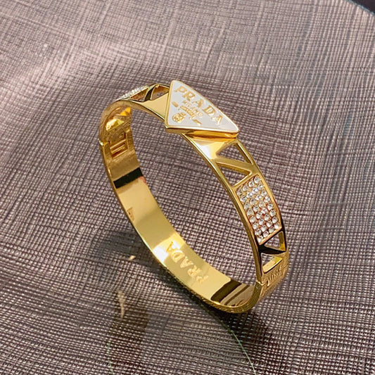 Prada Triangle Diamond 18K Gold Bracelet