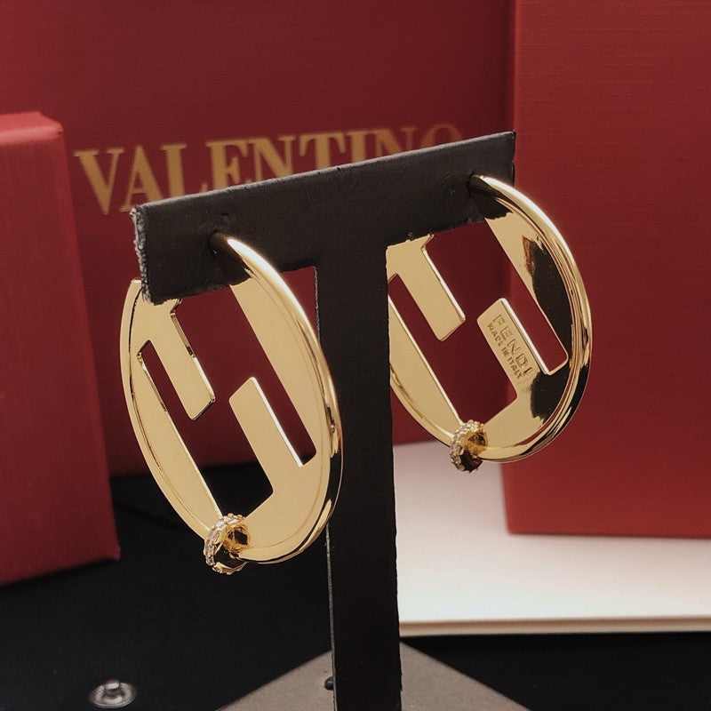 Fendi Big Round 18K Gold Earrings