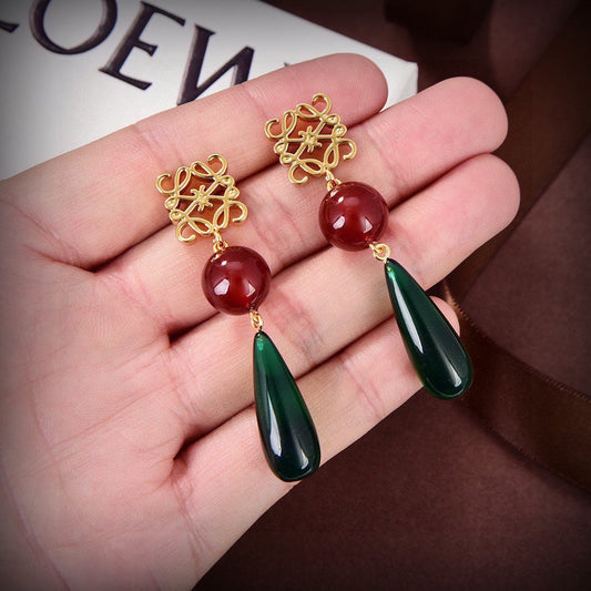 LOEWE Anagram Color Crystals 18K Gold Earrings